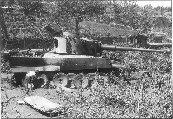 «Тигр I», подбитый в местечке Пизано (Pisano) на острове Сицилия. Август 1943 года.