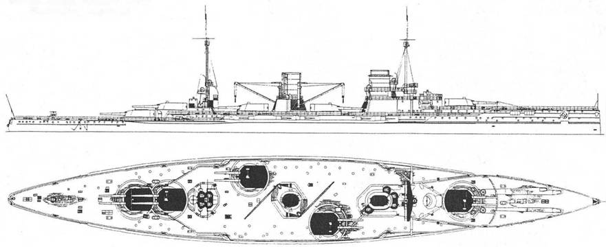 Линейный крейсер "Зейдлиц". 1913 г. (Наружный вид, вид сверху)
