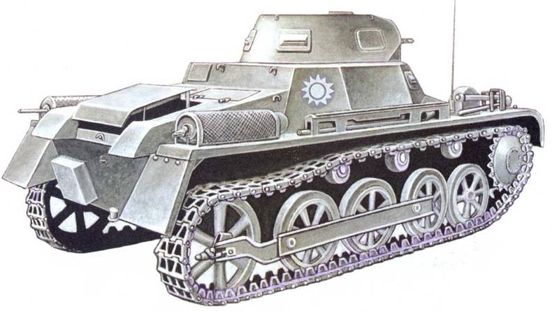 Pz.Kpfw.l Ausf.A. Летом 1936 г. китайское правительство купило десять танков Pz. IA. В армии Чан Кайши машины сохранили типичный немецкий камуфляж. На бортовую часть наносились опознавательные знаки китайских националистов. К 1941 г. все танки были потеряны либо захвачены японскими войсками.