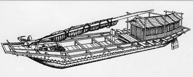 Японский корабль времен монгольского вторжения. Такого типа корабли использовались для нанесения беспокоящих ударов по монгольскому флоту.