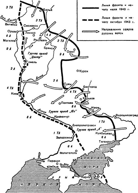 Летняя кампания 1943 г. на южном и центральном участках Восточного фронта.