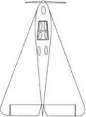 Проект самолёта-автомобиля П.Я. Козлова, 1936 г. Треугольное крыло малого удлинения выбрано автором изобретения из соображений компактности, чтобы на земле можно было перемещаться по обычным автомобильным дорогам.