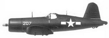 58. Истребитель F4U-1D «белый 207» 2-го лейтенанта Мэрвина С. Бристоу, эскадрилья VMF-224, Окинава, май 1945 г.