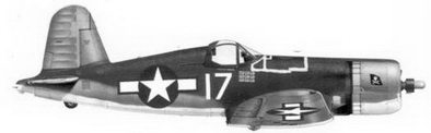 26. Истребитель F4U-1A «белый 17» Bu№ 18005 лейтенант-коммендера Роджера Р. Хедрайка, эскадрилья VF-17, Бугенвилль, март 1944 г.