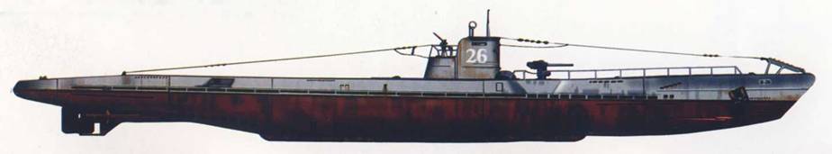 U-26 — лодка типа IA, субмарина камуфлирована пятнами светлосерого цвета, номер на рубке — белого цвета. U-26 потопила три судна в начале войны, но сама была потоплена британским корветом 1 июля 1940 г.