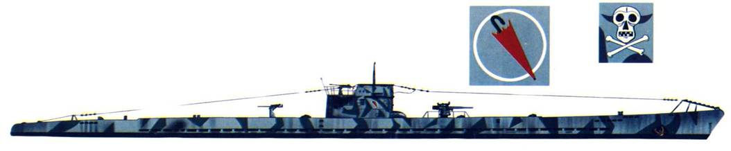 U-40 — субмарина типа IXA. Лодка разрушающе камуфлирована «рублеными» полосами светло- и темно-серого цвета. U-40A — одна из восьми субмарин типа IXA, принятых в состав кригсмарине. U-40 эксплуатировались 67 месяцев, прежде чем ее потопили в октябре 1944 г.