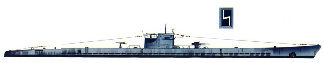 U-103 замыкала тройку самых результативных субмарин кригсмарине, она потопила более 30 судов союзников. Этим кораблем типа IXA командовал корветтен-капитан Шютце, пятый по результативности подводный ас кригсмарине. На рубке изображена эмблема в виде руны «S», первой буквы фамилии командира — Schutze. Руна — белая на черном фоне. U-103 потопили в январе 1944 г.