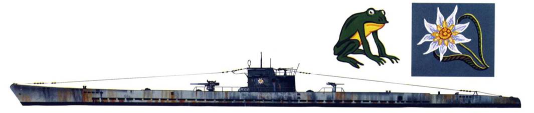 U-124 — субмарина типа IXB, четвертая по результативности подводная лодка кригсмарине. Ею командовали в разное время два капитана: корветтенкапитан Шульц и капитан-лейтенант Мор. Эмблема Шульца — цветок эдельвейса, эмблема Мора — лягушка. Обе эмблемы красовались на рубке субмарины, которая сгинула в пучинах вод в апреле 1943 г.