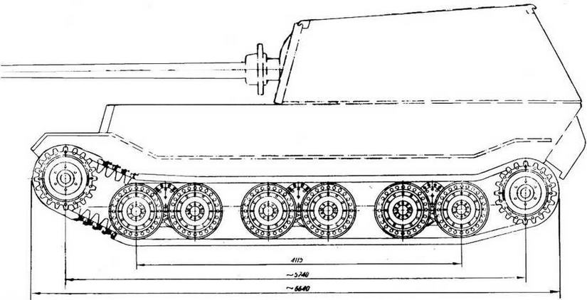 Эскиз ходовой части штурмового орудия "Фердинанд"