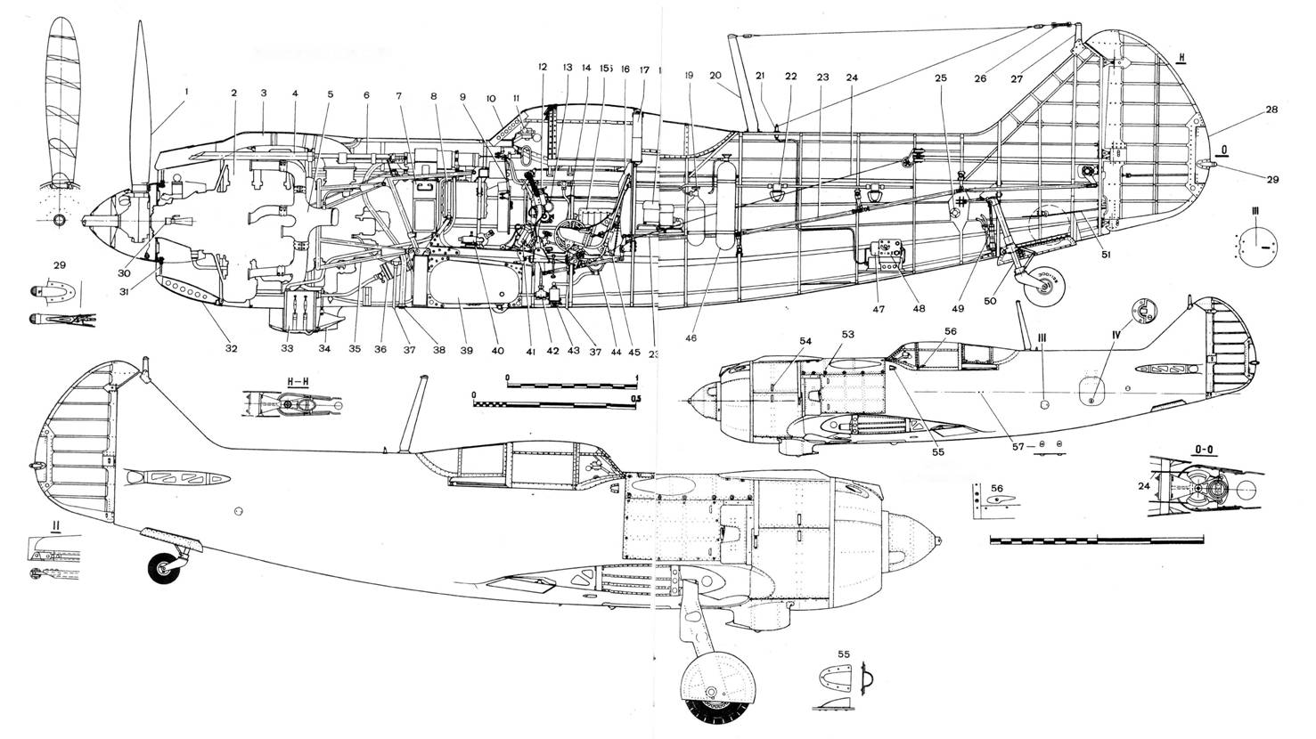 Компоновочная схема Ла-5Ф