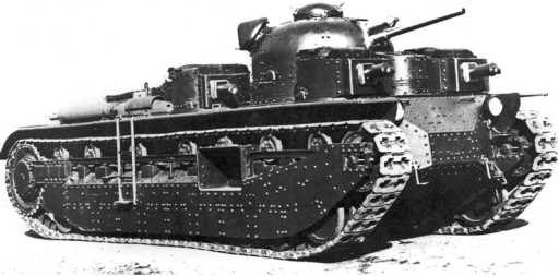 Общий вид танка А1Е1 «Индепендент» перед началом испытаний. 1926 год. Хорошо видны маленькие башни с пулеметами «Виккерс», а также командирская башенка и колпак вентилятора на главной башне машины (TDB).