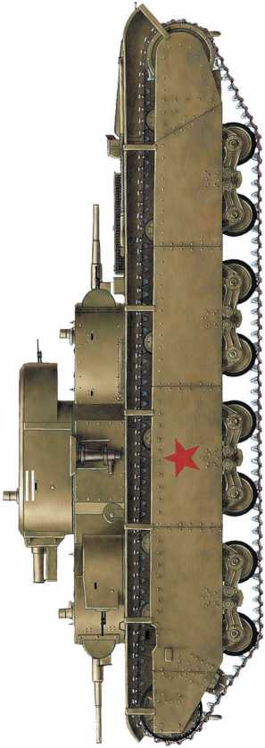 Тяжелый танк Т-35, предположительно из состава 67-го танкового полка 34-й <a href='https://arsenal-info.ru/b/book/1627328415/38' target='_self'>танковой дивизии</a> 8-го механизированного корпуса: предположительно, две белых полосы являлись эмблемой полка. Такие полосы встречаются на нескольких Т-35, потерянных на Украине летом 1941 года.