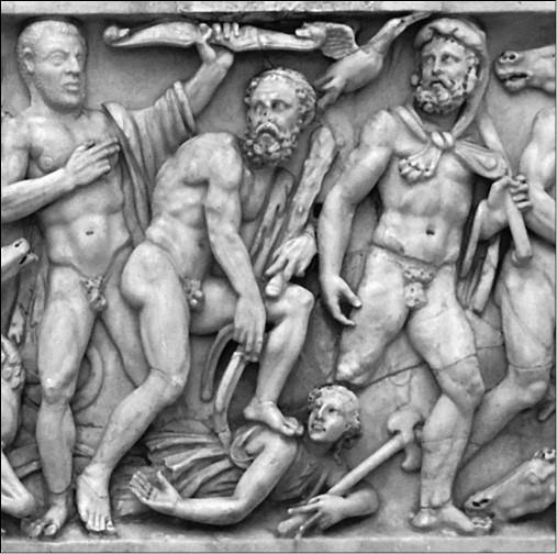 Геракл побеждает царицу амазонок Ипполиту. Рельеф римского саркофага