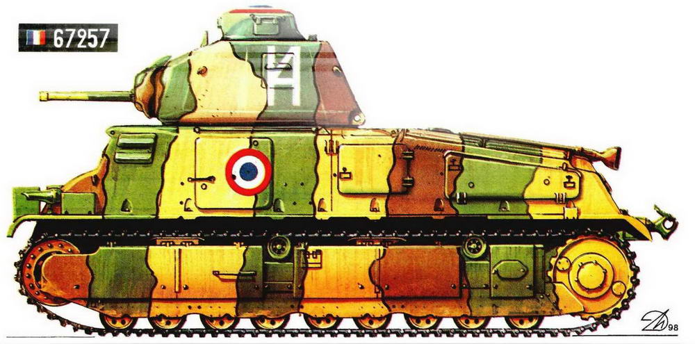 Средний танк S35. 1-я легкая механизированная кавалерийская дивизия (1 DLM), Франция, 1940 г.