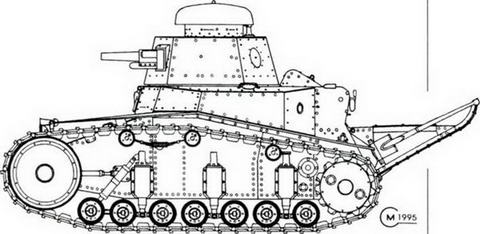 Боковой вид серийного танка сопровождения МС- 1(Т-18) ранних серий Масштаб 1:35. Выполнил автор.