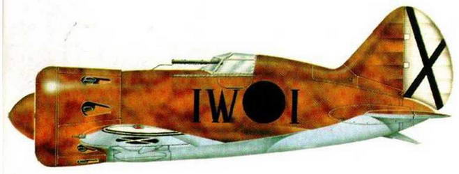 И-16 тип 5, самолет в окраске и с опознавательными знаками франкистов, Испания 1939 г.