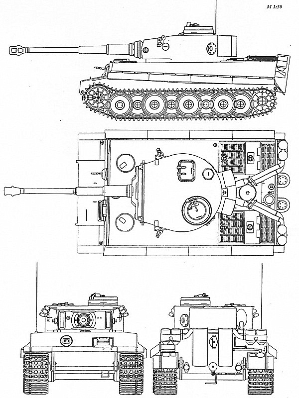 Pz.Kpfw.VI Tiger Ausf.H1 (машина раннего выпуска).
