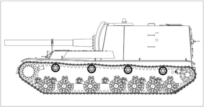 Реконструкция внешнего вида самоходной установки «объект 212А» со 152-мм пушкой Бр-2.