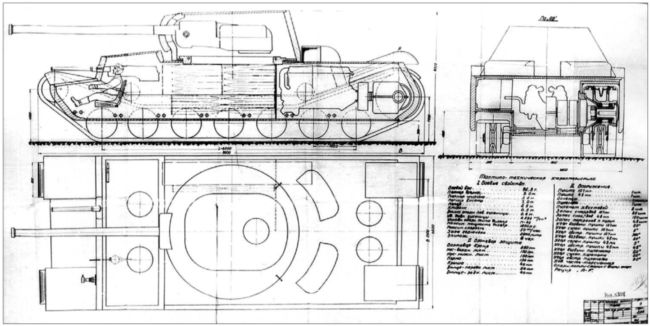 Вариант танка КВ-4, предложенный инженером П. Михайловым был одним из наиболее оригинальных, представленных на конкурсе. Машина имеет оригинальную конструкцию ходовой части, а в лобовой проекции чем-то напоминает <a href='https://arsenal-info.ru/b/book/3501690473/2' target='_self'>немецкий танк</a> «Маус» (АСКМ).