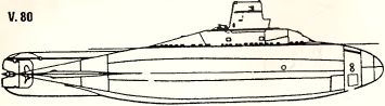 Рис. 166. Первая подводная лодка с турбиной Вальтера.