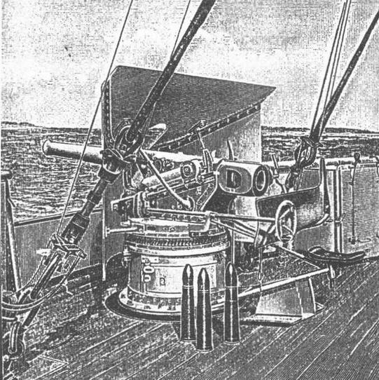 88-мм скорострельное орудие на палубе одного из германских кораблей.