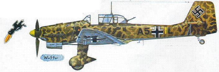 Ju 87В-2/Тгор из St.G. 1, Северная Африка, 1941 г.