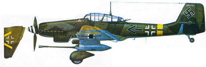 Ju 87G-2 подполковника Ганса-Ульриха Рюделя, St.G. 2, Восточный фронт, 1944-45 г. В последние месяцы войны Рюдель летал как и на Ju 87, так и на Fw 190.