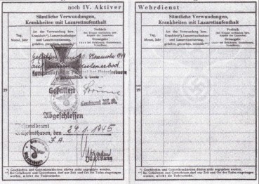 Фото: Wehrpass подводника. В военном билете сделана запись о гибели его обладателя в бою — «Gefalien am 10 November 1943 aufeinem Unterseeboot».